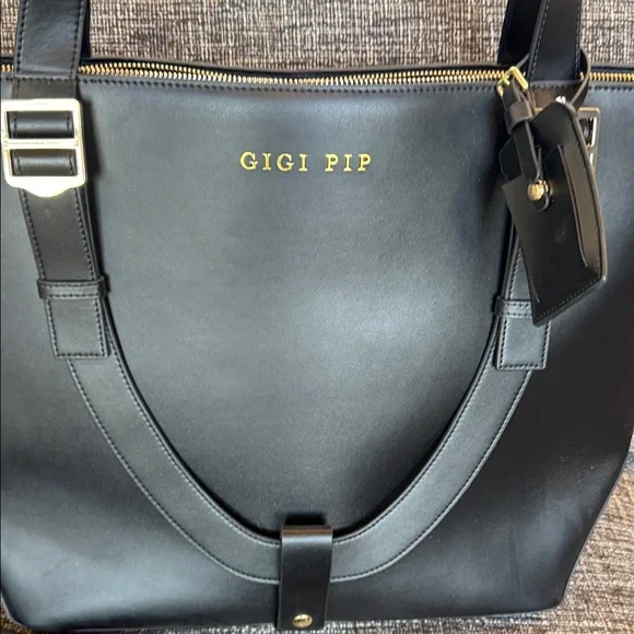 GIGI PIP Hayes Black Leather Hat Carrier Carrying Tote Travel Bag - Picture 3 of 14